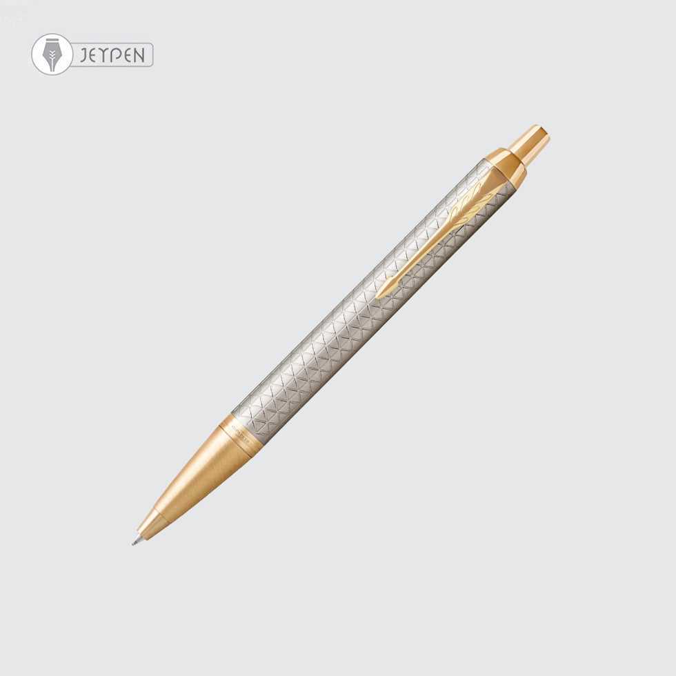 خودکار پارکر مدل آی ام پریمیوم رنگ نقره‌ای وارم گیره طلا