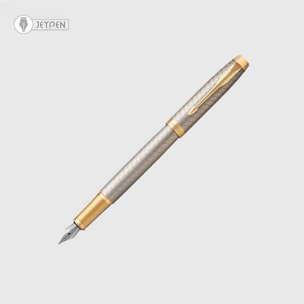 خودنویس پارکر مدل آی ام پریمیوم رنگ نقره ای گیره طلا