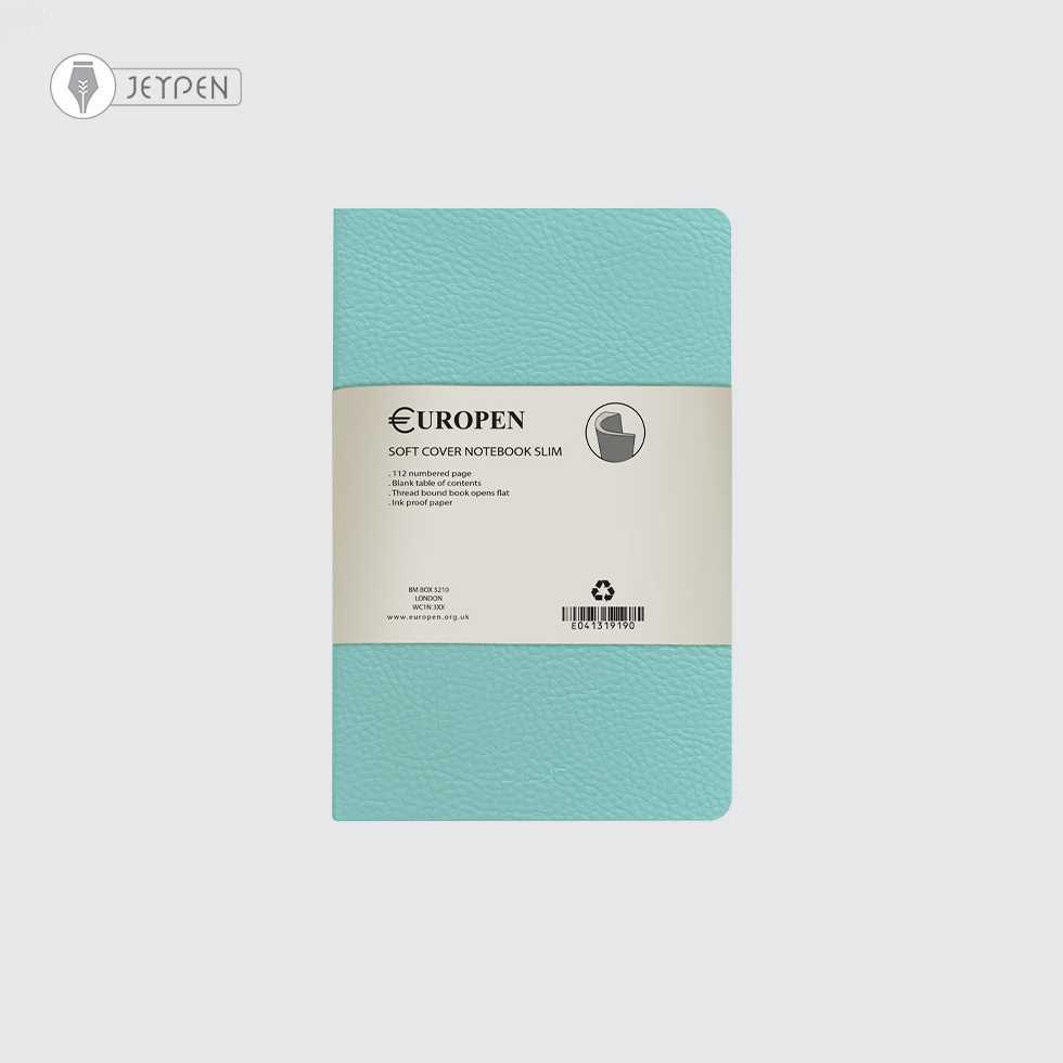 دفتر یوروپن سایز مدیوم اسلیم جلد نرم رنگ سبز روشن پاستلی کد 102