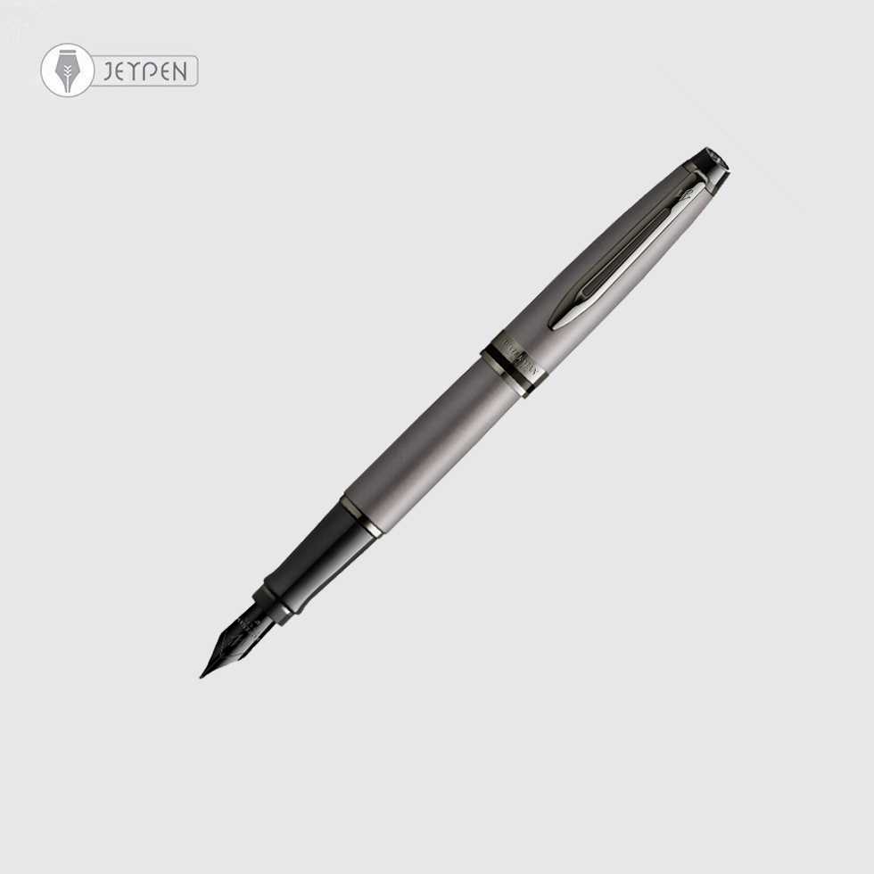 خودنویس واترمن مدل اکسپرت رنگ نقره ای متالیک گیره مشکی