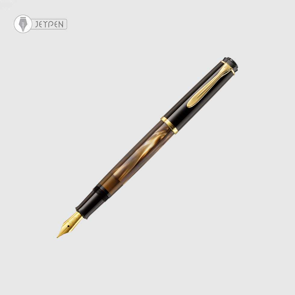 خودنویس پلیکان مدل Classic M200 رنگ قهوه‌ای ماربلد نوک B