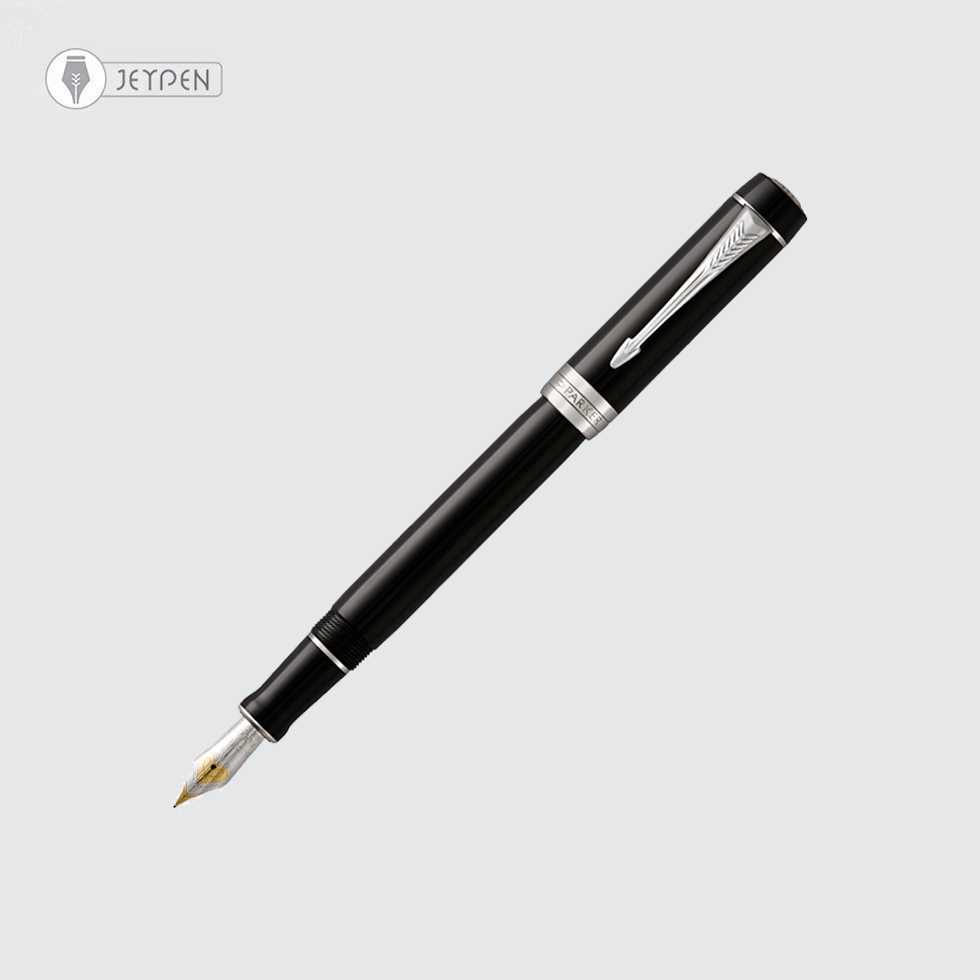 خودنویس پارکر مدل دوفولد کلاسیک رنگ مشکی گیره پلاتین