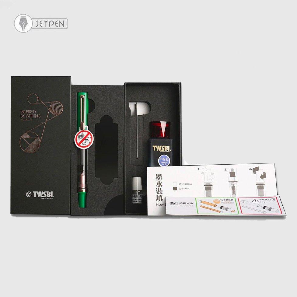 ست خودنویس توییزبی مدل اکو تی رنگ رویال جید همراه با جوهر سرقلم M