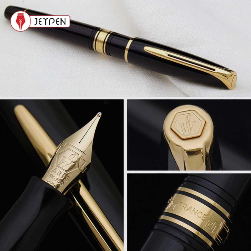 خودنویس واترمن مدل چارلستون رنگ مشکی گیره طلا نوک F