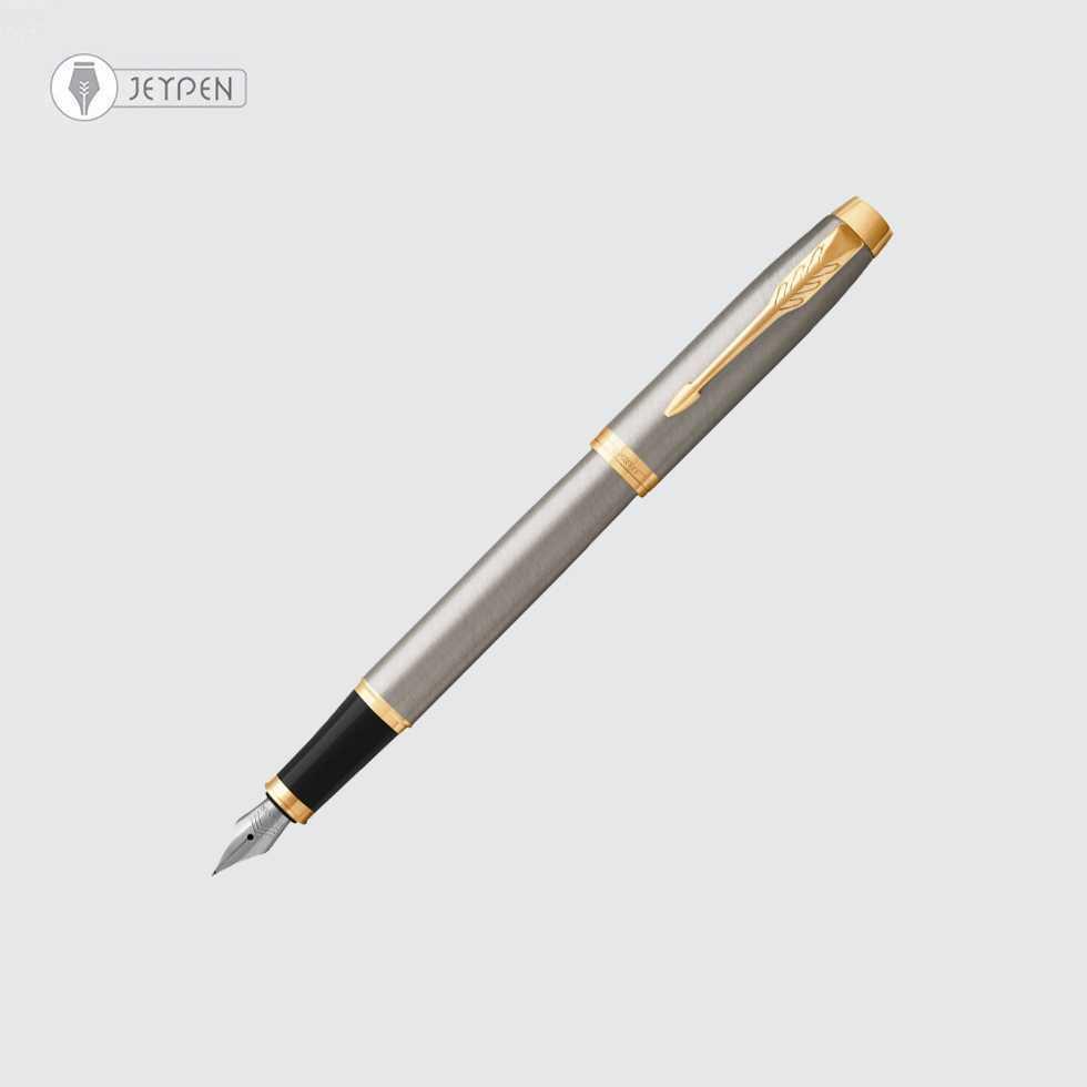 خودنویس پارکر مدل آی ام رنگ استیل مات گیره طلا