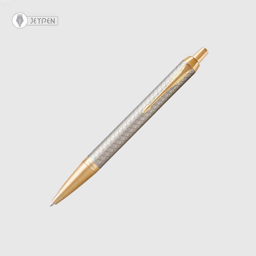 خودکار پارکر مدل آی ام پریمیوم رنگ نقره‌ای وارم گیره طلا