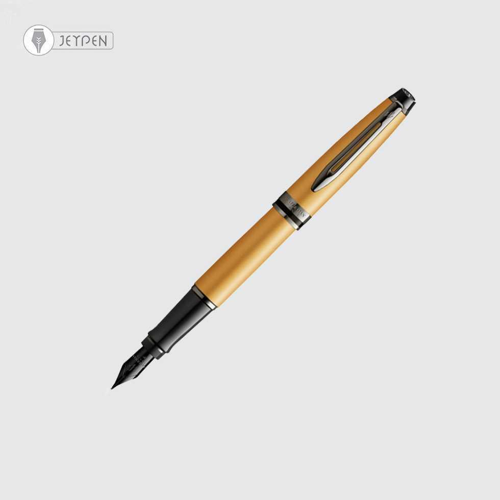 خودنویس واترمن مدل اکسپرت رنگ متالیک طلایی گیره مشکی