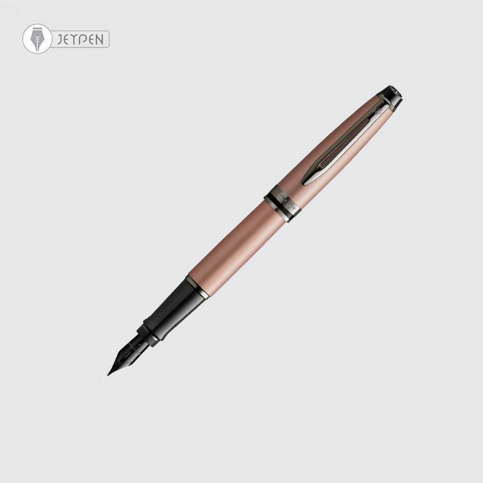 خودنویس واترمن مدل اکسپرت رنگ متالیک رز گلد گیره مشکی نوک m