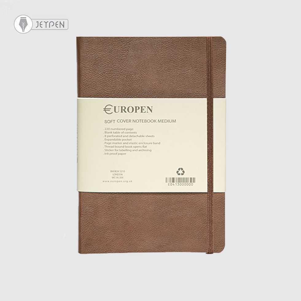 دفتر یوروپن سایز مدیوم جلد نرم رنگ قهوه‌ای روشن - 1