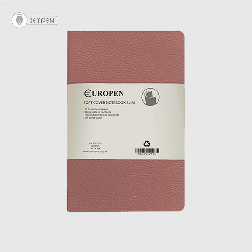 دفتر یوروپن سایز مدیوم اسلیم جلد نرم رنگ صورتی تیره پاستلی کد 105 - 1