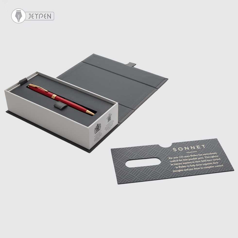 خودکار پارکر مدل سونت رنگ قرمز گیره طلا - 2