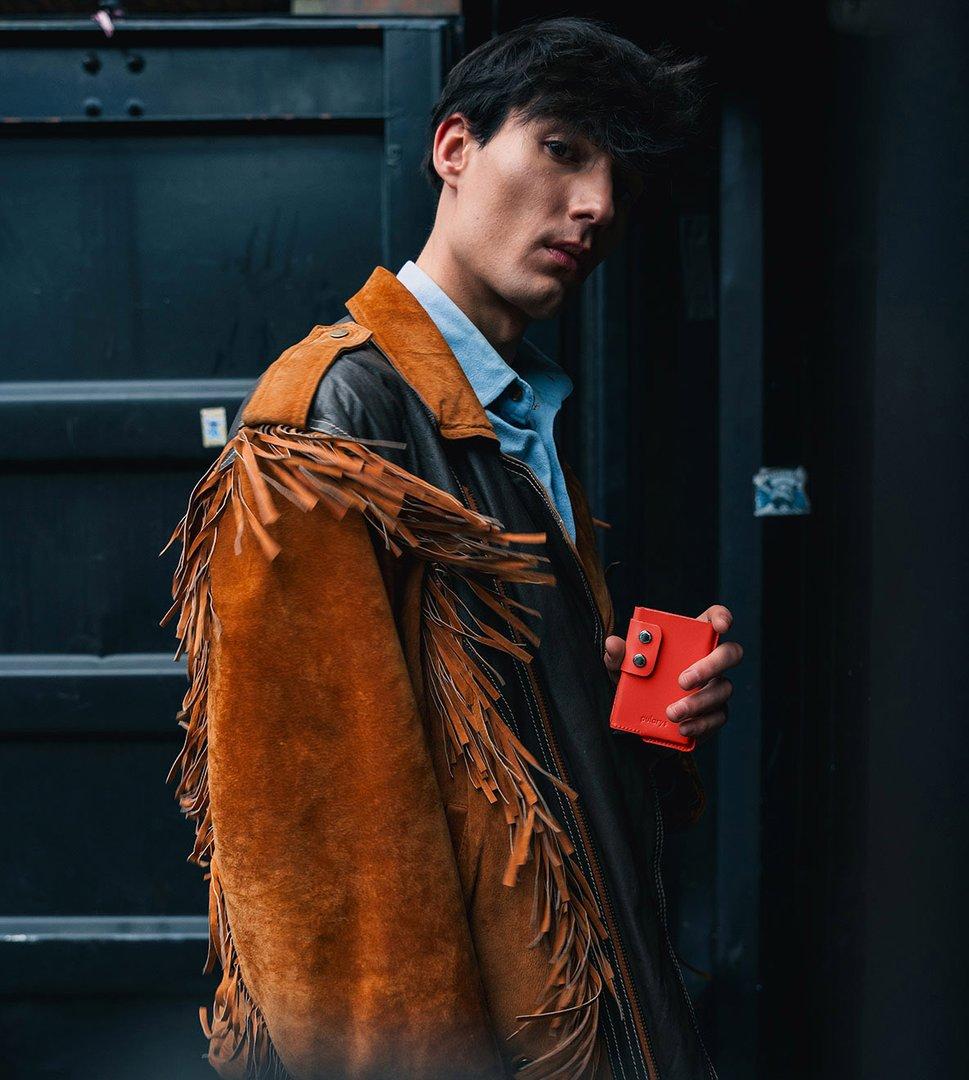 جاکارتی چرمی پولاریس مدل FUNKY wallet رنگ قرمز 